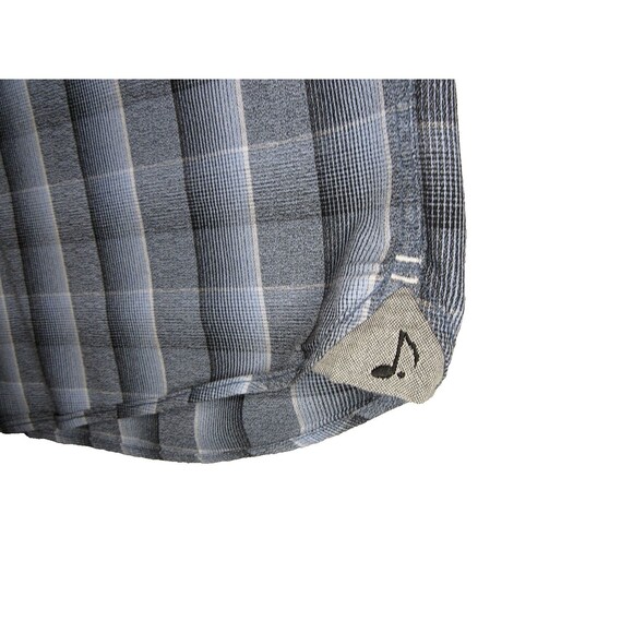 32 Bar Blues Abstract Check Plaid Gray Blue Button Down Shirt Long Sleeve Men XL - Picture 11 of 11